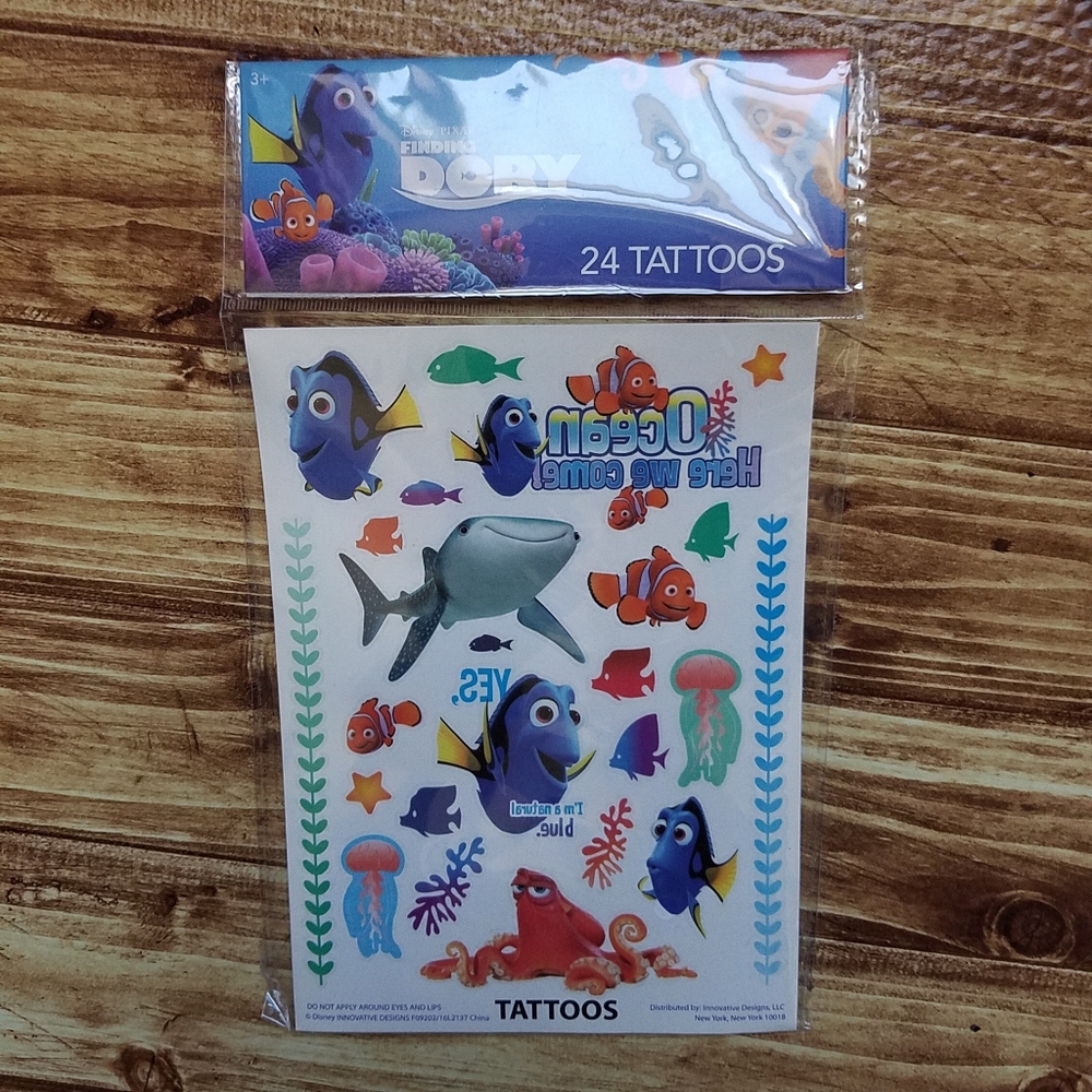 Pixar Finding Dory Notebook Set Disney Stickets Temporary Tattoos Sticky Notes - Picture 7 of 8